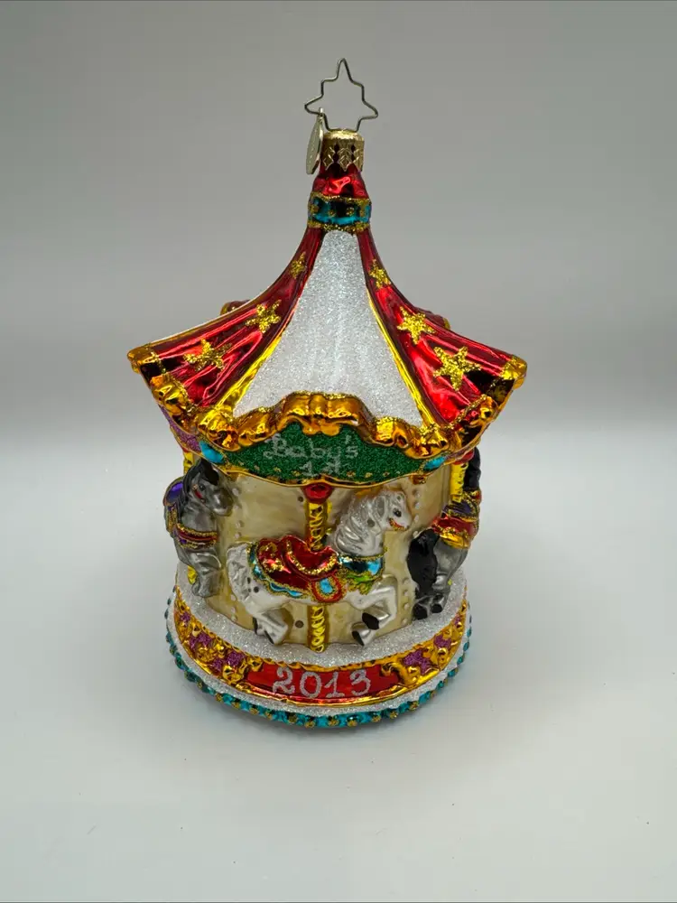 Christopher Radko Baby’s 1st Carousel 2013 Merry Go Round Ornament Rare