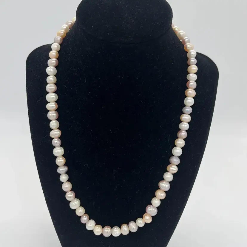 Fire & Ice Pearl Necklace Tri-Color Pink Peach White