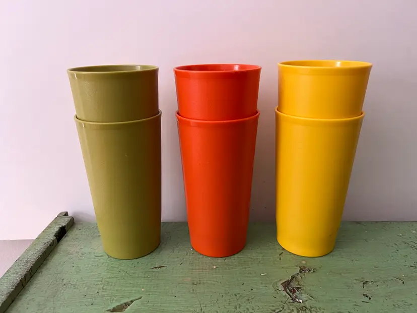 TUPPERWARE Tumblers #873 Harvest Colors 12oz. Set of 6