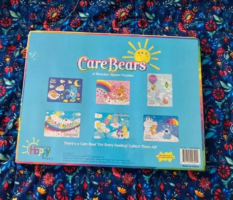 2 Care Bears Wood 12 Pc Inlay Puzzles Bedtime Bear & Hot Air Balloon