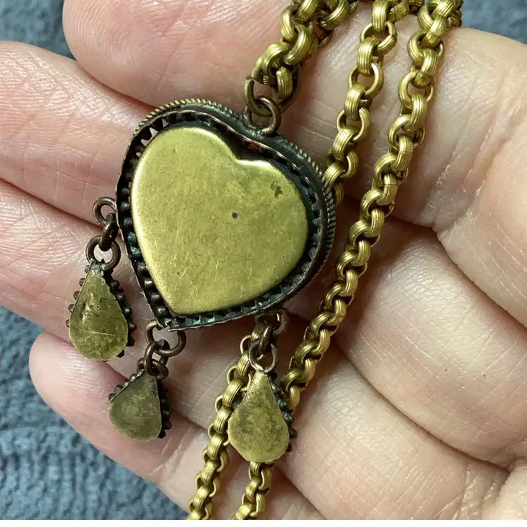 Vintage Micromosaic Heart Pendant Necklace 20”