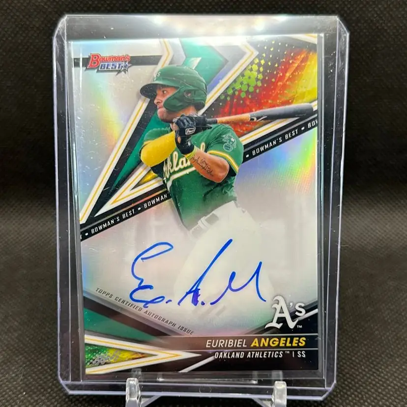 Erubiel Angeles 2022 Bowman’s Best Refractor Auto Oakland Athletics