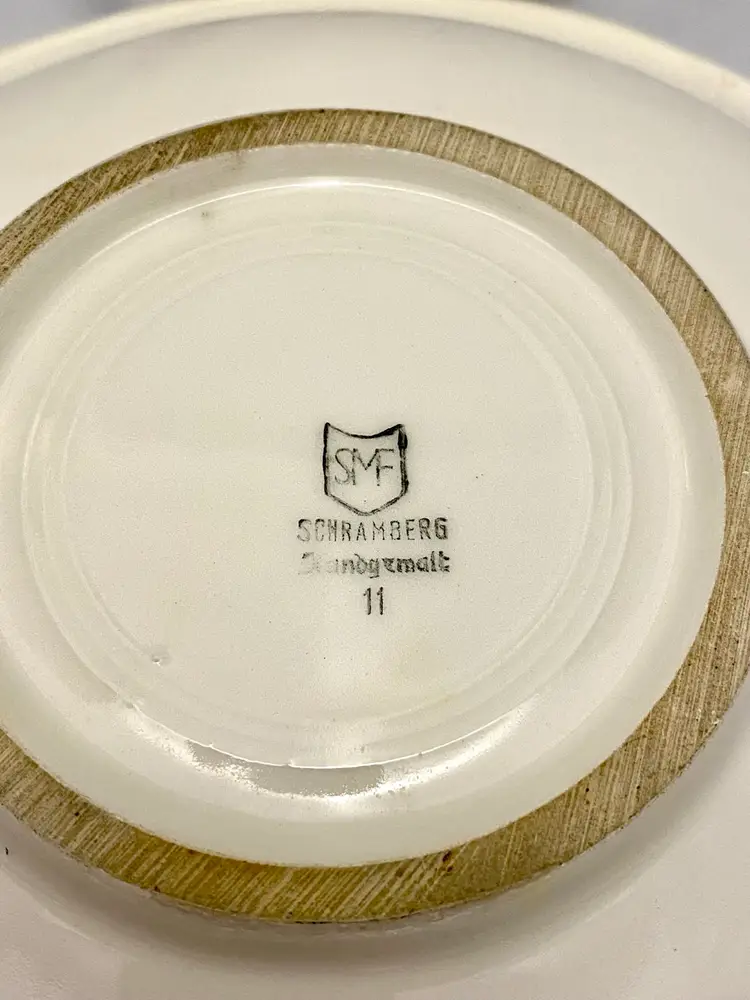 Schramberger Majolica Factory Country Mountain Landscape Plate, VTG 10.25"