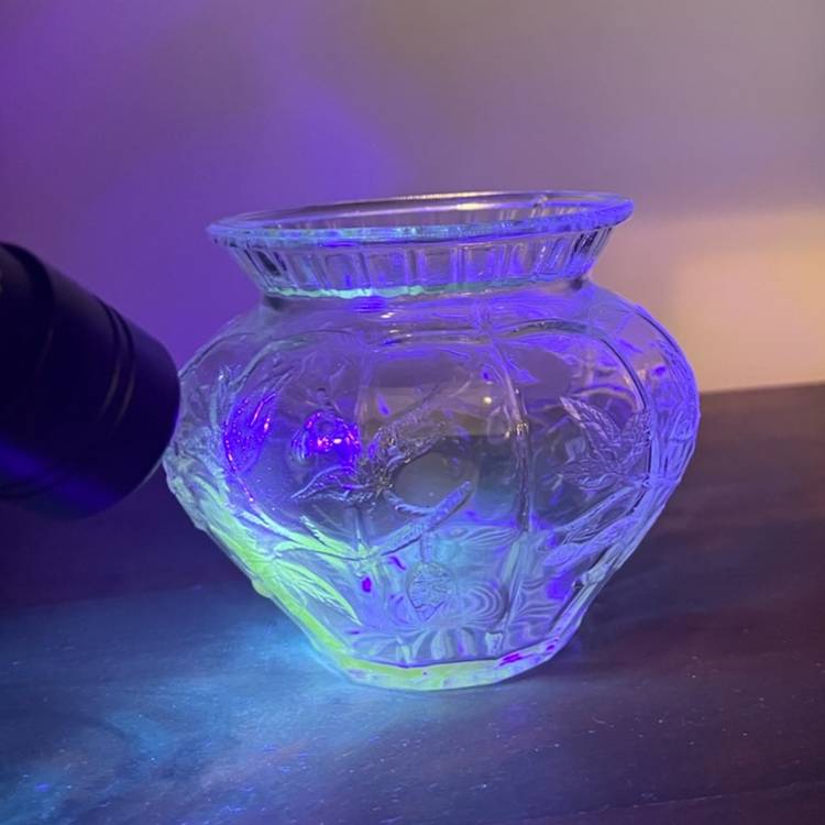 Apple Blossom Sugar Bowl—Glows Green