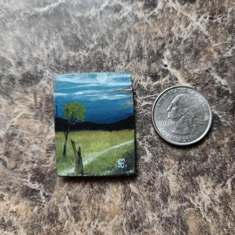 Miniature Oil Painting On Masonite Board Signed By The Artist Free Shipping
