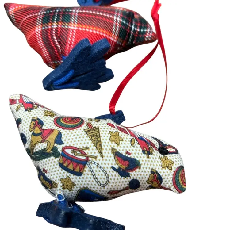 Snomys Sweden Hanging Fabric Set Of 3 Decorative Ornaments @4” Long