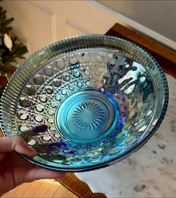 Blue Carnival Glass Bowl