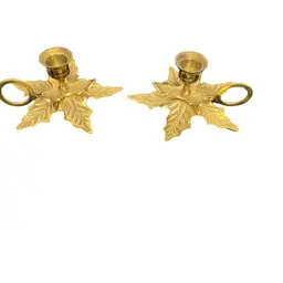 Brass Poinsettia Candlestick Holders
