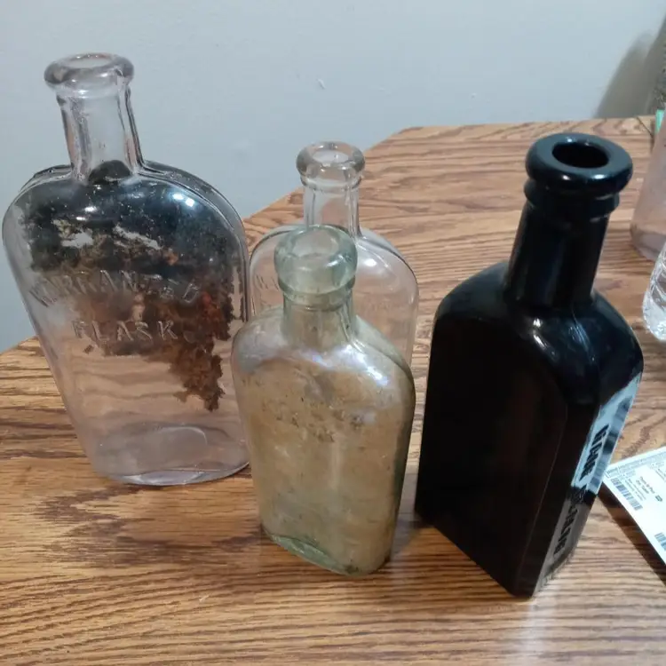 Antique Flash And Hair Health Glass Bottles 1800's 4