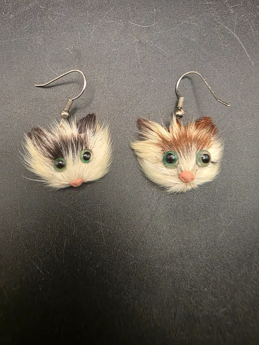 Cat faux fur earrings