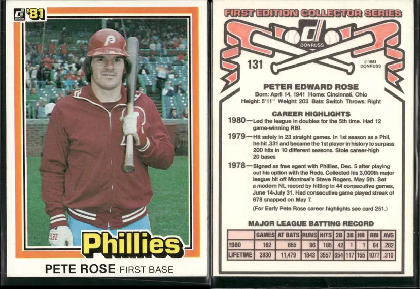 🔥 PETE ROSE 8-CARD LOT! CHARLIE HUSTLE PHILLIES REDS HOF HITS KING 🔥C47.