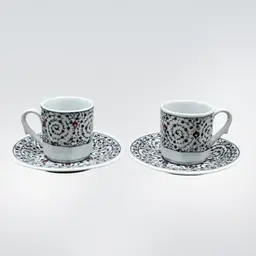 Kutahya Porselen Turkish Espresso Cup & Saucer Set Demitasse Set Of 2