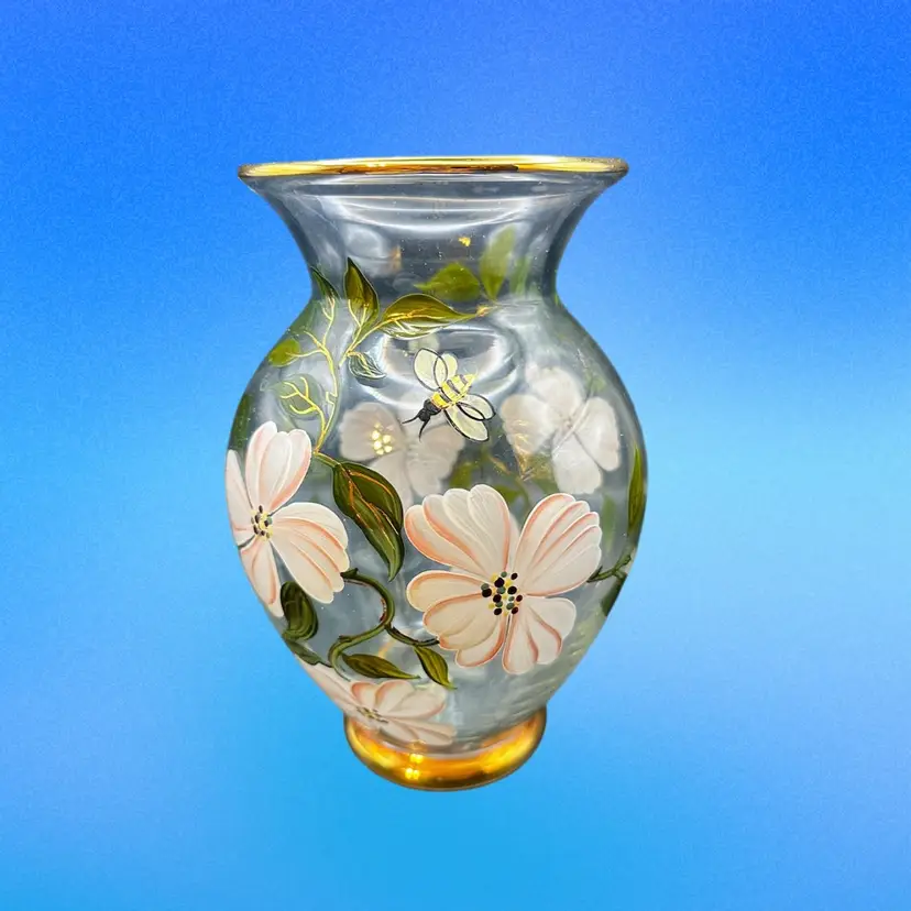 B001 Hand painted glass vase