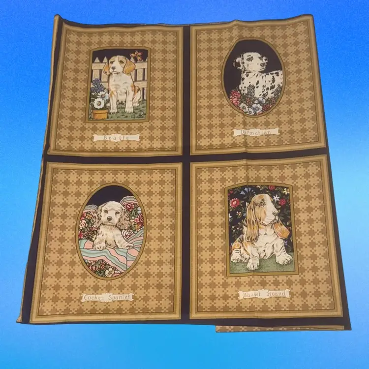 Adorable Dog Portrait Pattern Fabric, 44” x 35”