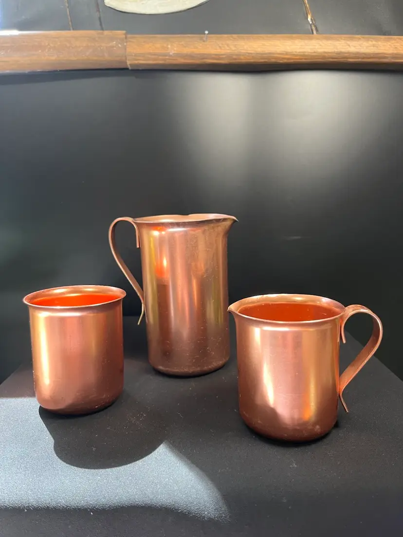 Color Craft Aluminum Pair of Pitchers & Small Cup-Copper Colored-Lot 28