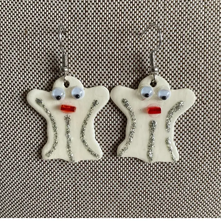 Kitshy Handcrafted Shrinky Dink GHOST Earrings