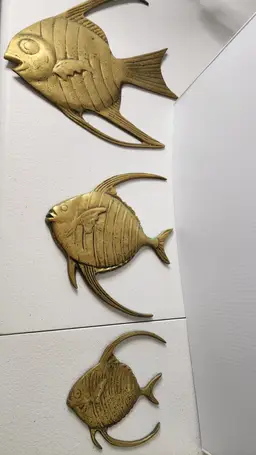 Brass Angel Fish Wall Trio