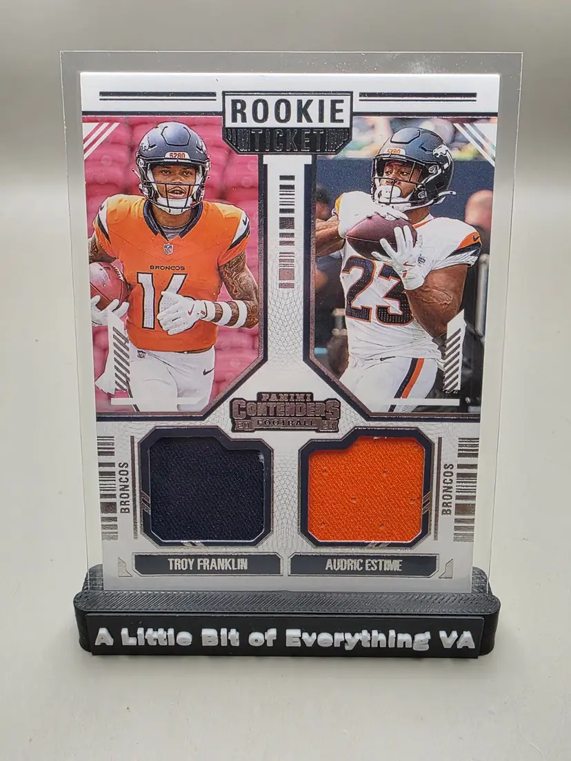 Audric Estime / Troy Franklin MEM 2024 Panini Contenders - Rookie Ticket Dual Swatches