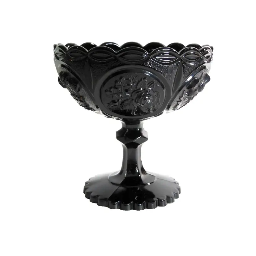 Davidson Glass England Victorian 1880s Pattern no. 126 Sugar Black Opaque Glass