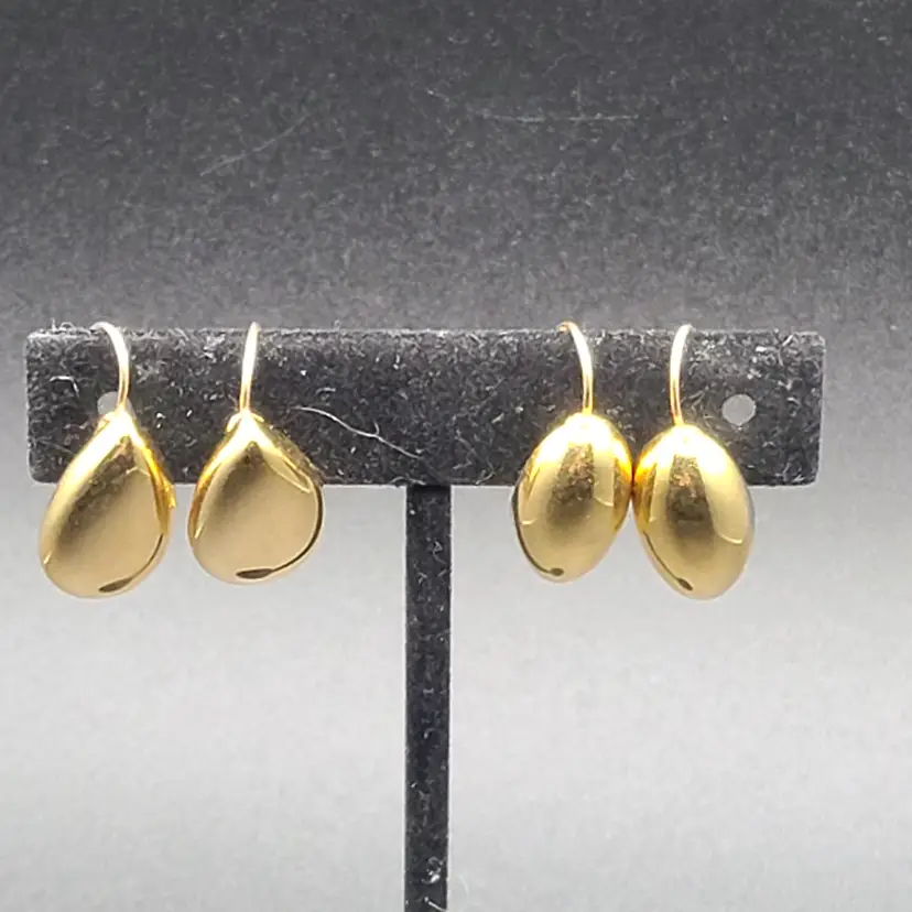 #02 MONET Gold Tone Pierced Drop Earrings 2 Pairs
