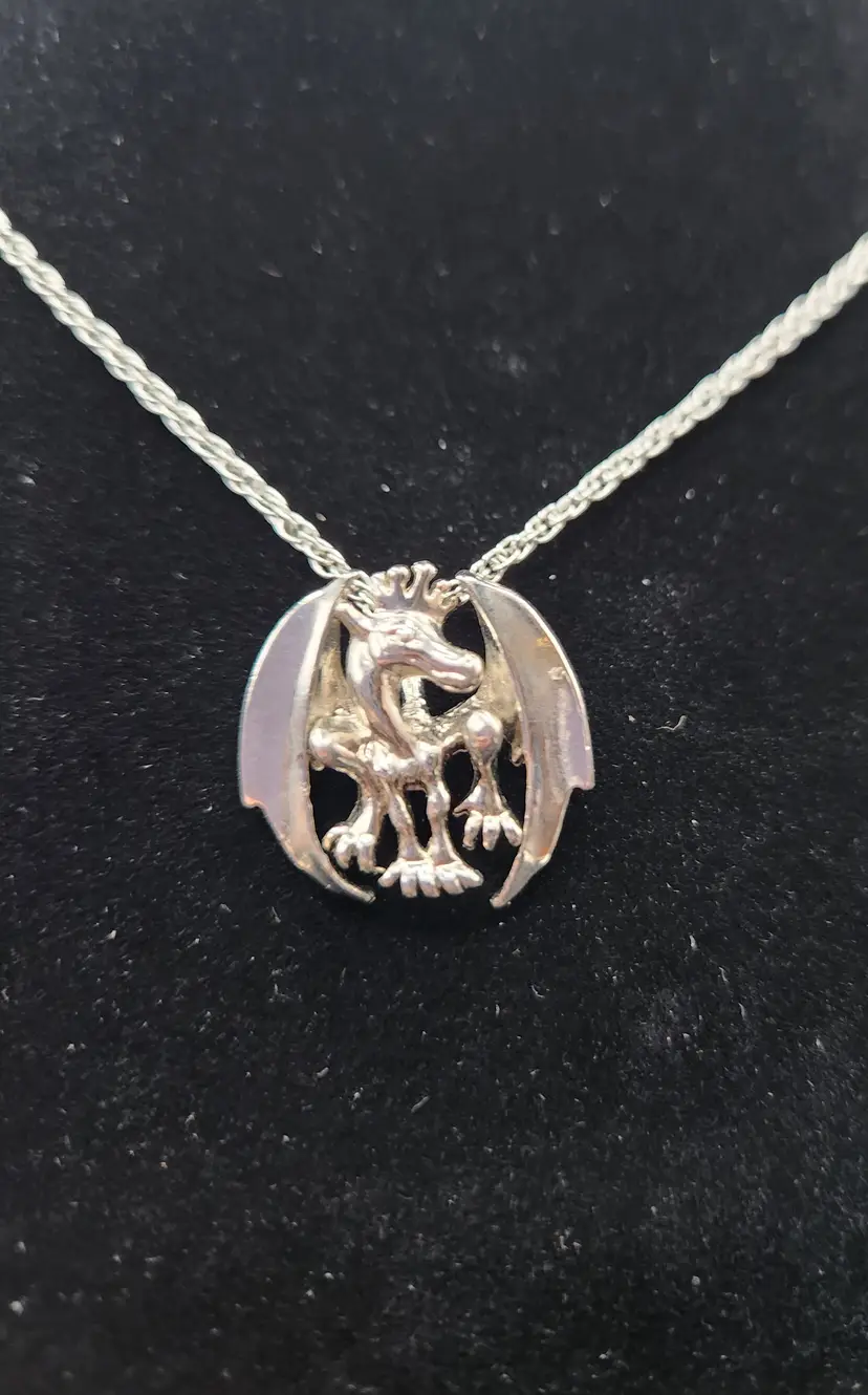 #01 Silver-tone Dragon Pendant