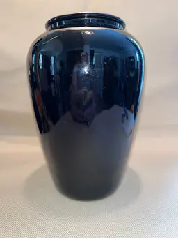 #01 - Vintage Black Glass Vase 7” Tall 4” Wide