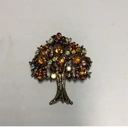 Tree Brooch With Brown Rhinestones 2”