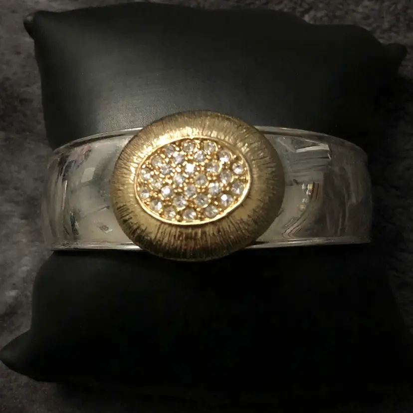 Gold-Tone & Silver-Tone Jeweled Hinged Bangle Bracelet