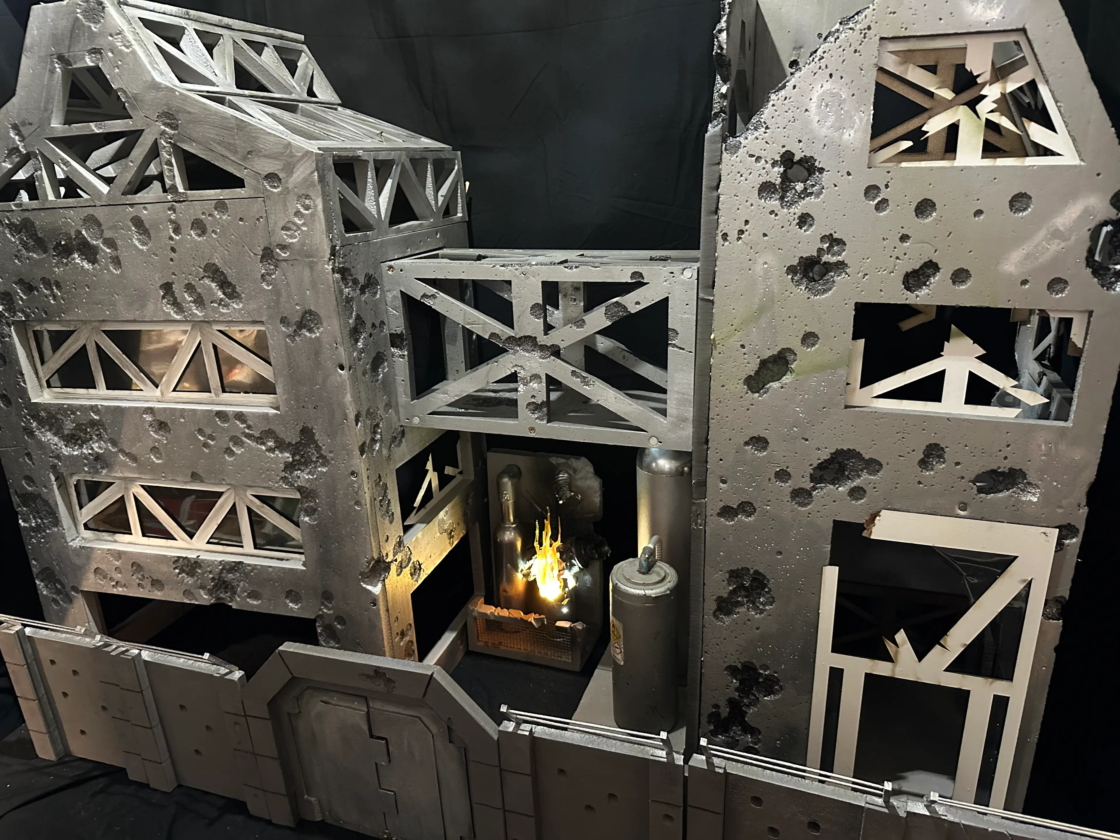 1:12 Scale Action Figure Diorama, War-Torn Chemical Factory Ruin