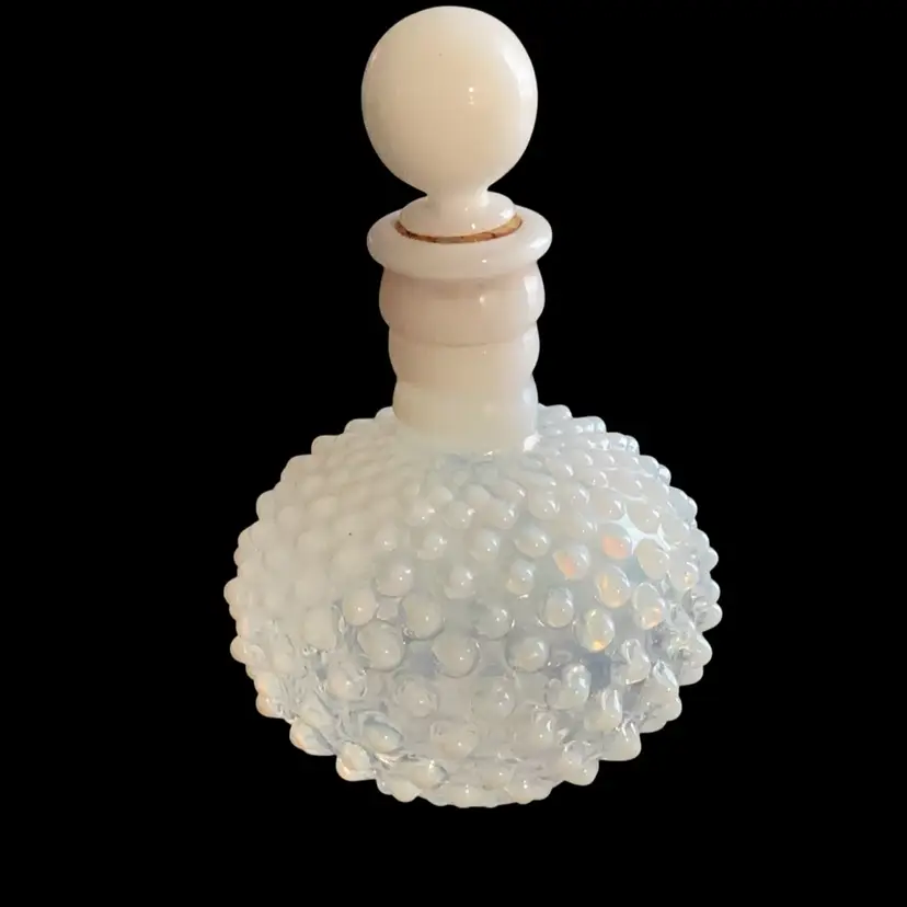 Vintage Fenton Perfume Bottle With White Opalescent Hobnail Pattern