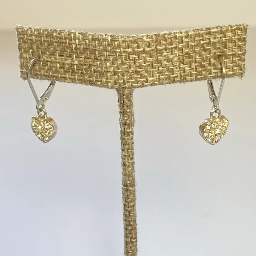 Marsala 925 Dainty Silver Dangling Heart Rhinestone Open Back Leverback Earrings