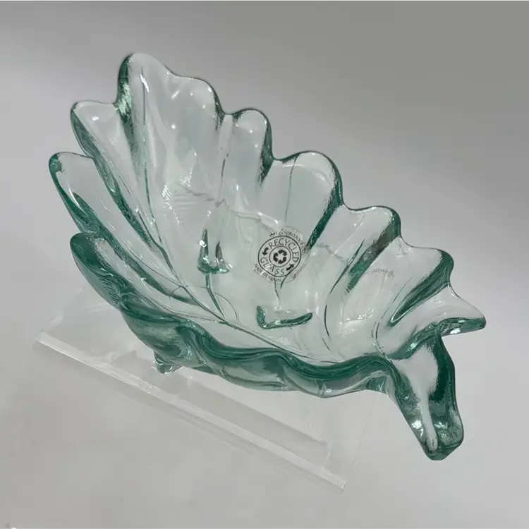 Corning Company, Recycled Glass Made In Spain Footed Leaf Dish