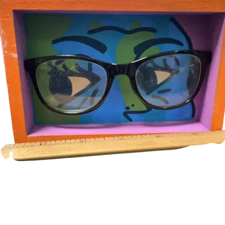 Hand painted On Wood With 3D Art Elements: “I See You” Series, #2, Signed By Artist, Wall Hanging Or Shelf Sitter