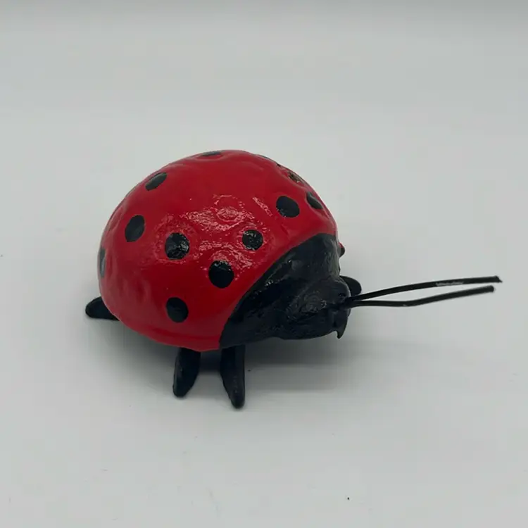 Ladybug Figurine Cast Metal or Paperweight Painted Garden Rustic Décor | *read  4.5”