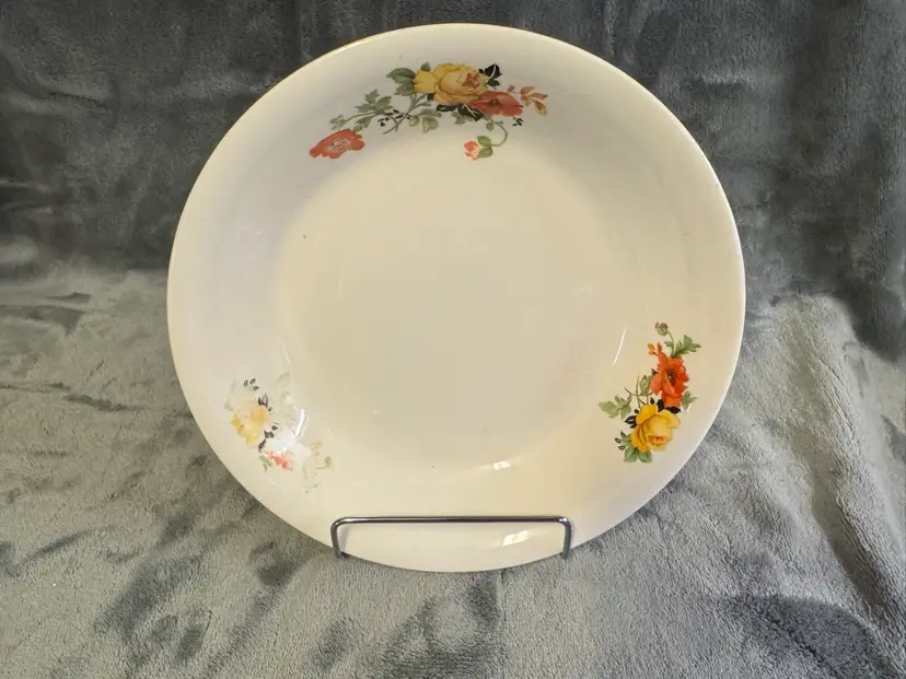 Vintage 1940s Homer Laughlin HLC China Poppy & Yellow Rose Serving Bowl USA Soup