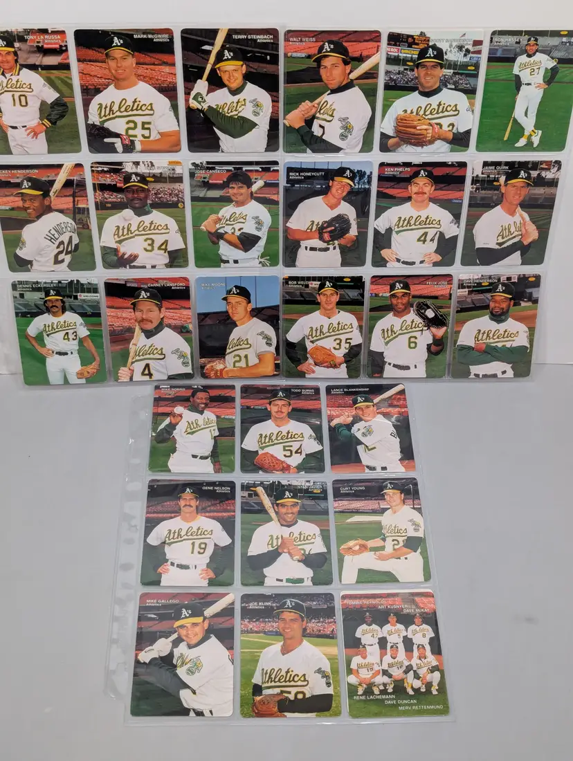 1990 Mothers Cookies Oakland A's Team 28 Card Set Henderson, Canseco, Eckersley, McGwire, etc....