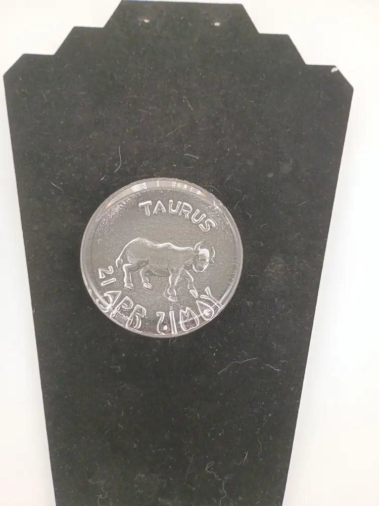 Zodiac Paperweight Taurus by Dartington Glass Clear Crystal Reverse Etch