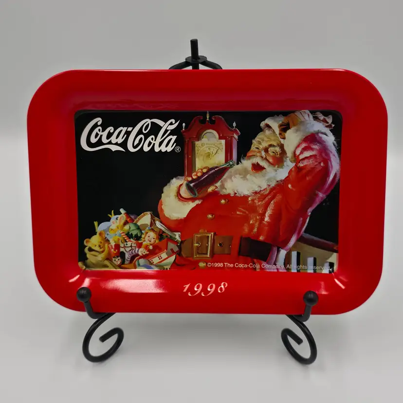 Vintage 1998 Coca-Cola with Santa Claus Christmas Mini Metal Tray