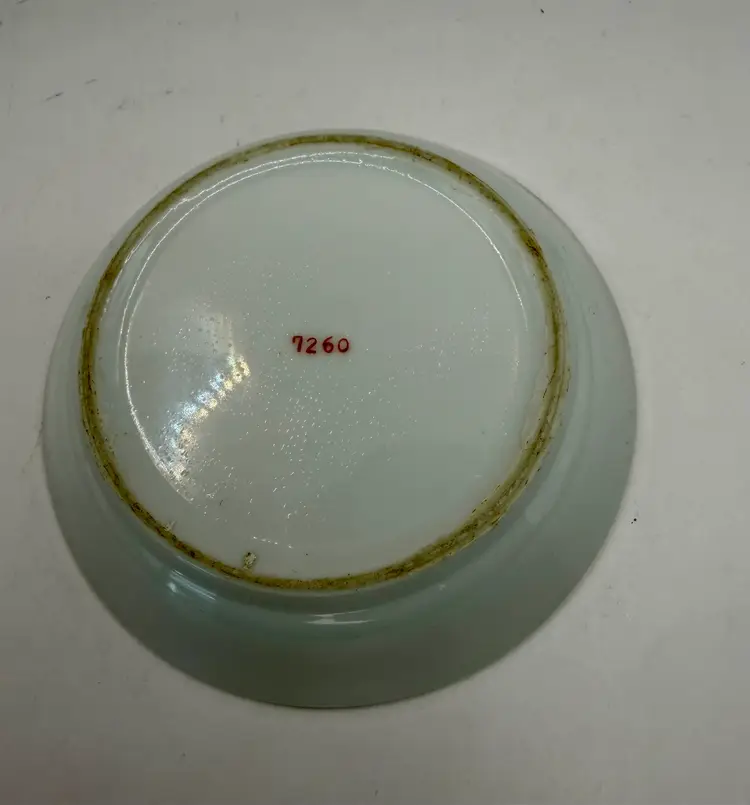 VTG Japan Fujita Kutani Blue Gold Chrysanthemum Dish Trinket Sauce Hand Painted 4 1/4” Diameter