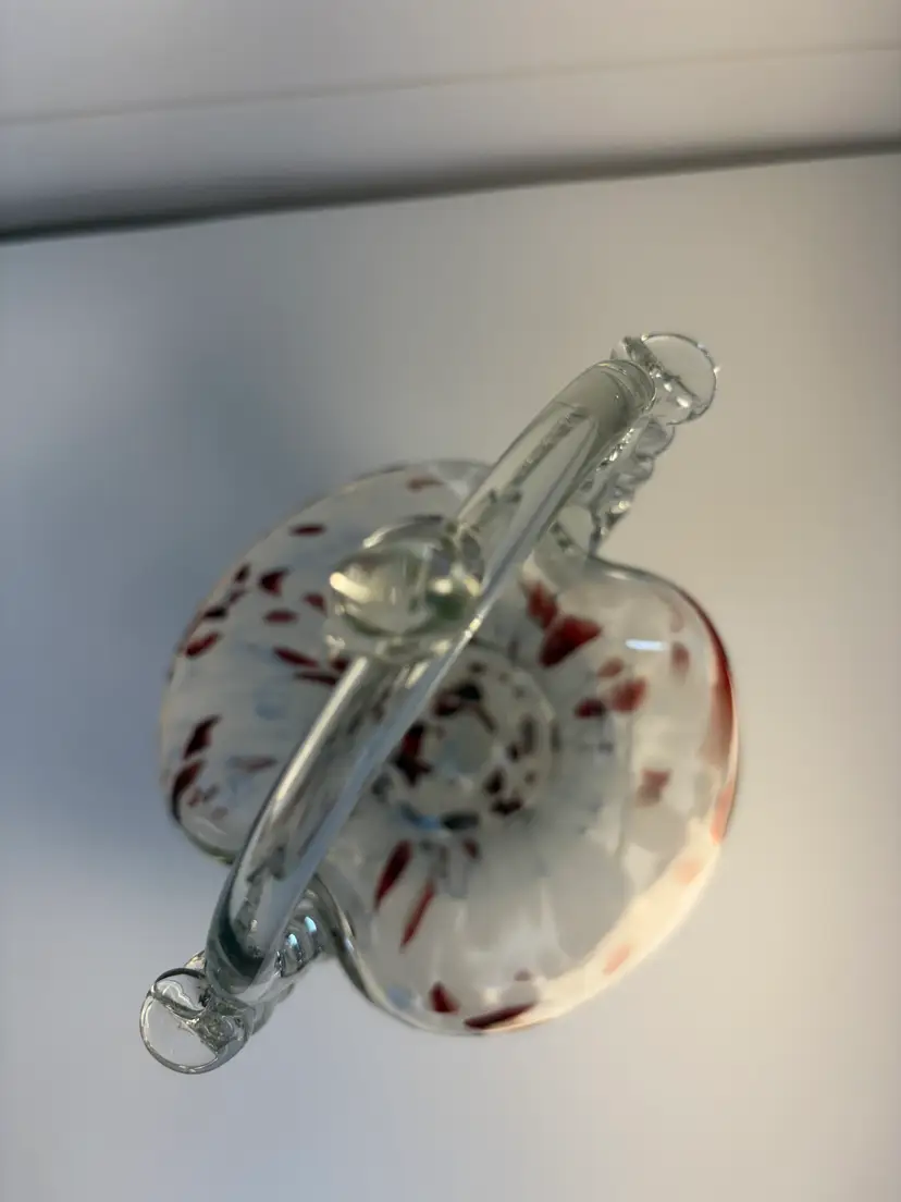 Vintage Romanian Hand Blown Art Glass Basket
