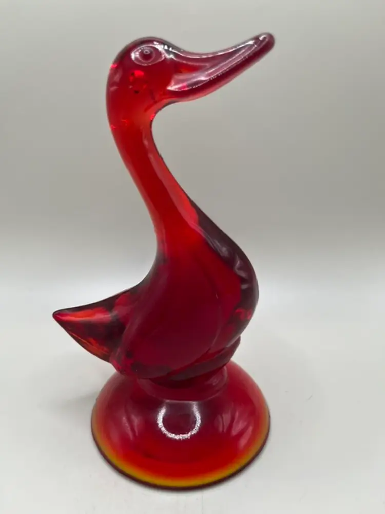 Vintage Viking Glass Amberina Long Neck Duck Paperweight/Figurine