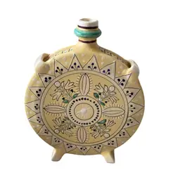 Vintage Hand Painted Pilgrim Bottle Shape Made In Modra Slovakia