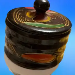 Round Wooden Hand painted Trinket Box