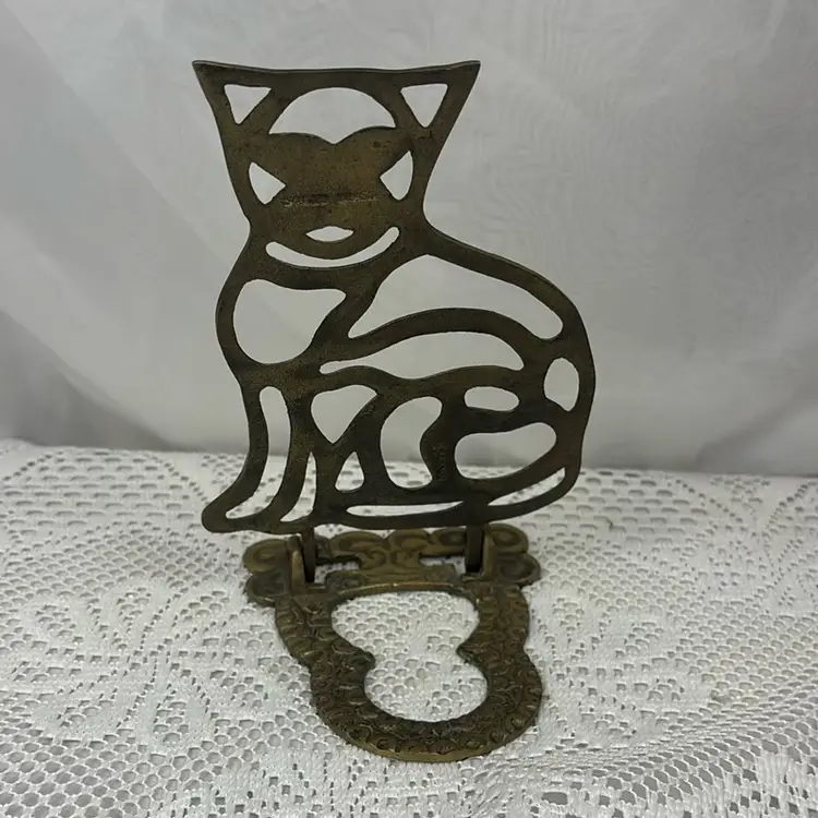Brass Cat Doorstopper Bookend