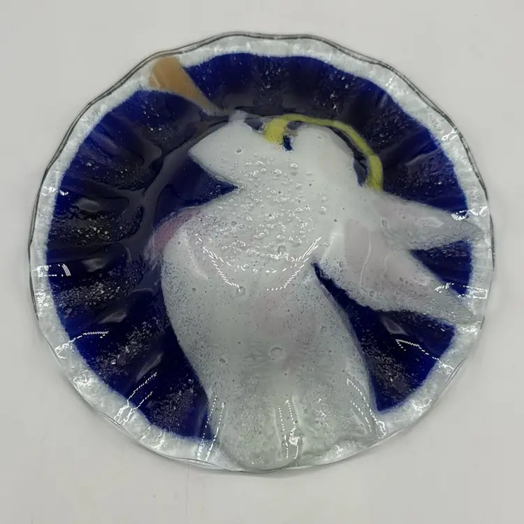 Folio Art Fused Glass Angel With Horn  Ruffle Bowl
