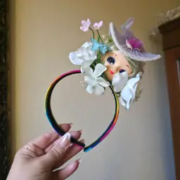 Handmade Vintage Doll Head Headband Multicolor