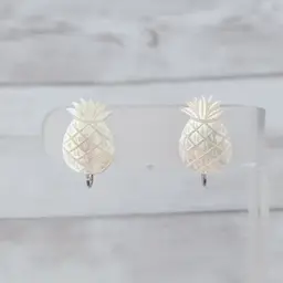 Vintage Screw On Earrings Cream Pineapple with Slight Iridescence