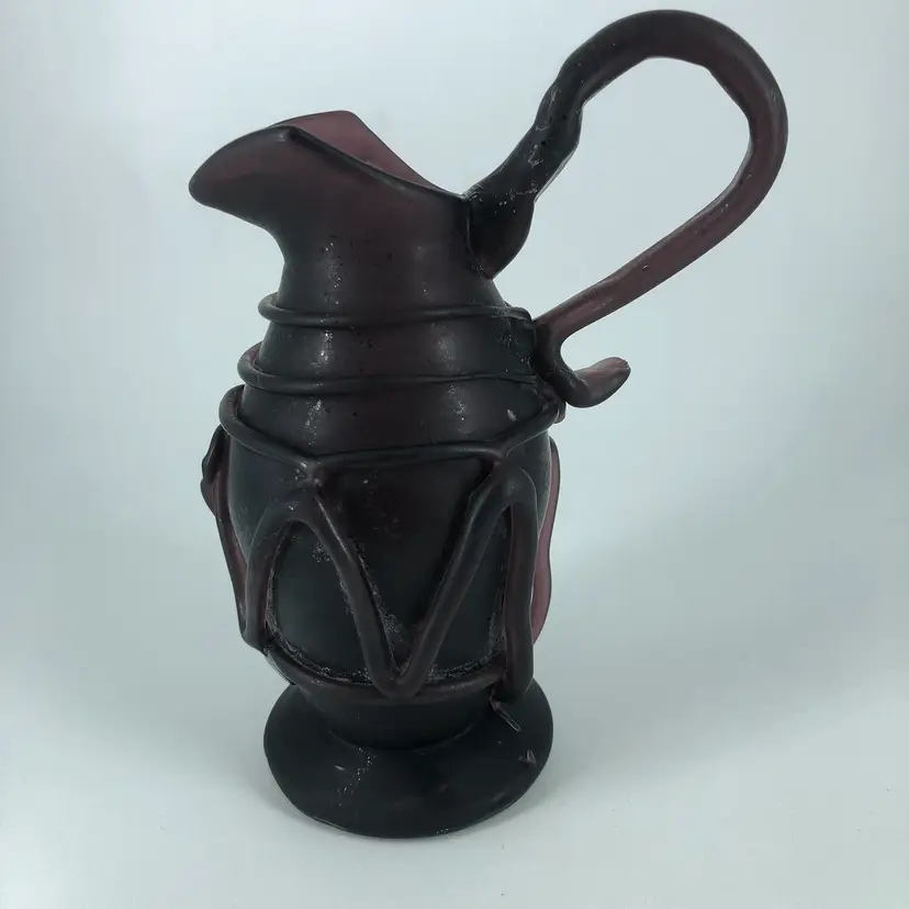 Hand-Blown Art Glass Purple Pitcher