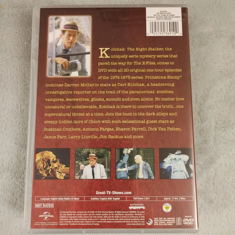 DVD. Kolchak: the night stalker. TV show from 1974-1975. 20 episodes. Used.