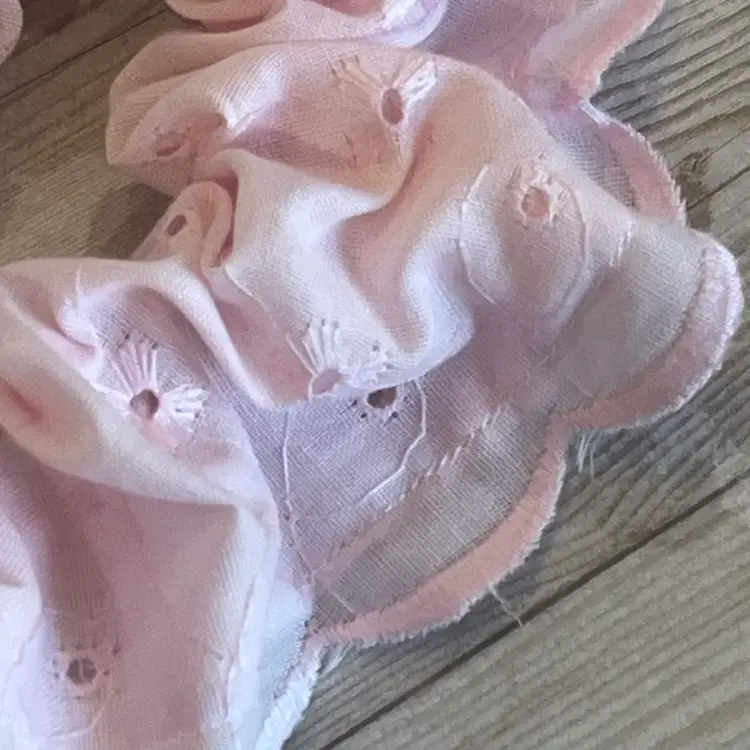 12 Piece Fancy Pink Eyelet Vintage Lace Hair Scrunchie Wholesale Lot Handmade In The USA